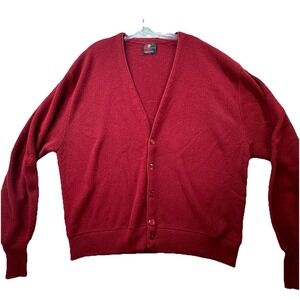 Vintage 70's Arnold Palmer Vneck Cardigan Mens 2XL Red Robert Made In USA